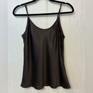 ISDA & CO. Vintage Y2K 100% Silk Chocolate Brown Slip Top Size Large